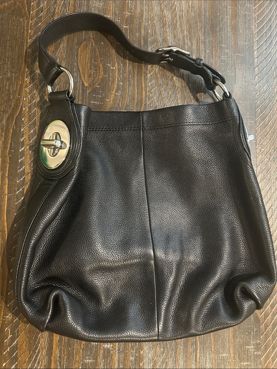 Coach Handbags - Coach Black Leather Shoulder Bag with Silver Hardware